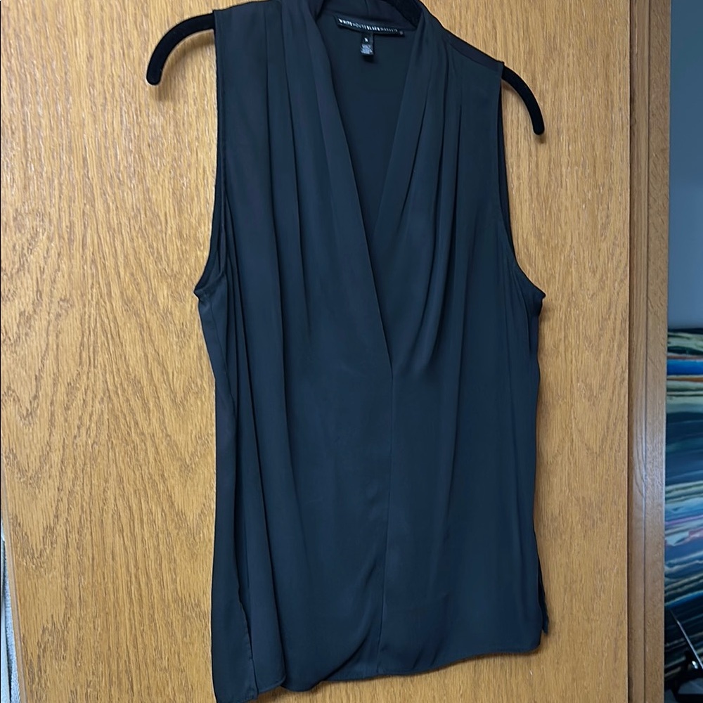 White House Black Market Sleeveless Wrap Blouse in Black